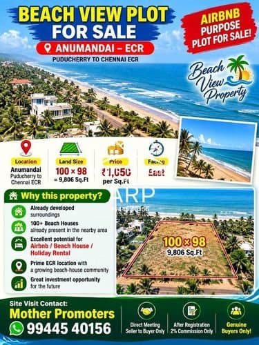 🌊🏝️ BEACH VIEW PLOT FOR SALE | ANUMANDAI – ECR 🏝️🌊